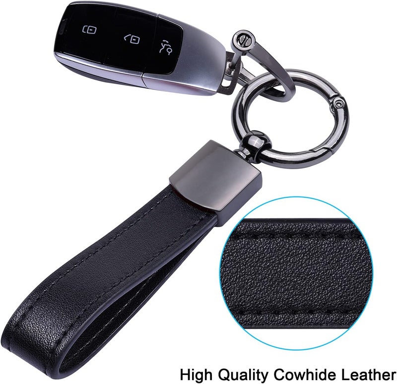 Wisdompro Genuine Leather Car Keychain, Universal Key Fob Keychain Leather Key Chain Holder for Men and Women - Image 2