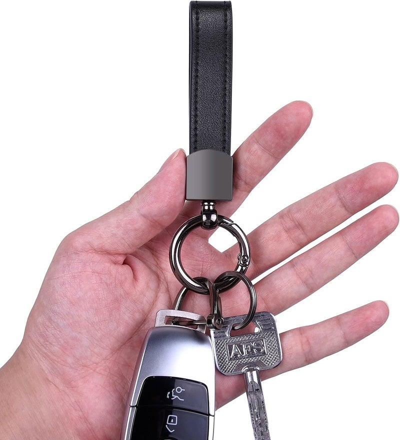 Wisdompro Genuine Leather Car Keychain, Universal Key Fob Keychain Leather Key Chain Holder for Men and Women - Image 4