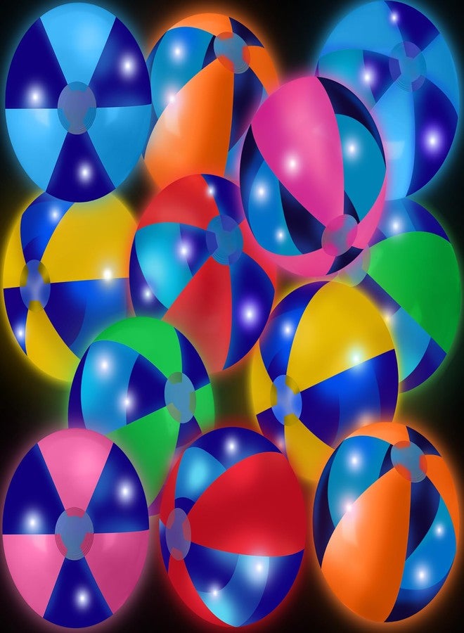 مجموعة MiniInflat المكونة من 12 كرة شاطئ مضيئة، كرات LED عملاقة مقاس 16 بوصة، تتوهج في الظلام، نيون عملاق قابل للنفخ، مثالية لتزيين حفلات الشاطئ الصيفية ذات الطابع الاستوائي الهاواي، وإكسسوارات مائية (ألوان متنوعة). - Image 1