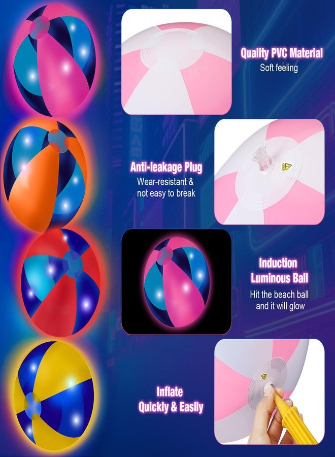 مجموعة MiniInflat المكونة من 12 كرة شاطئ مضيئة، كرات LED عملاقة مقاس 16 بوصة، تتوهج في الظلام، نيون عملاق قابل للنفخ، مثالية لتزيين حفلات الشاطئ الصيفية ذات الطابع الاستوائي الهاواي، وإكسسوارات مائية (ألوان متنوعة). - Image 3