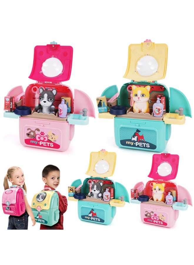 Cross Border Children's Play Home Kitchen Toys Boys And Girls Makeup Doctor Tools Pet Cat Dog Backpack Set-Color:Tide Love Medical 2 In 1 Toy Backpack 008-965A - Image 4