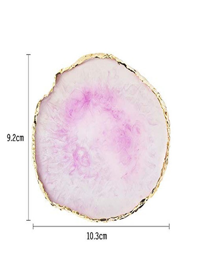 JASSINS Resin Nail Art Palette,Nail Art Painting Mixed Color Palette Gold Edge Nail Gel Color Makeup Display Board (Pink+Blue) - Image 2