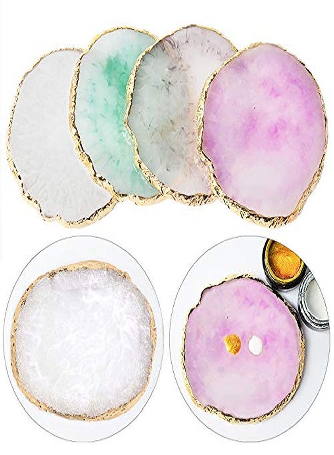 JASSINS Resin Nail Art Palette,Nail Art Painting Mixed Color Palette Gold Edge Nail Gel Color Makeup Display Board (Pink+Blue) - Image 5
