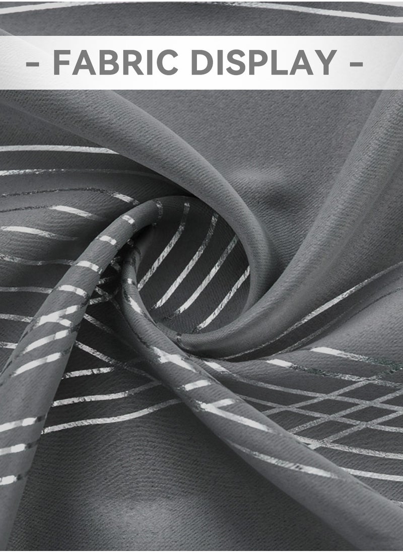 LEOKOR 2 Panels Decorative Silver Thread Foil Blackout Curtains Thermal Insulated  Darkening Curtains 132*214CM  - Image 3