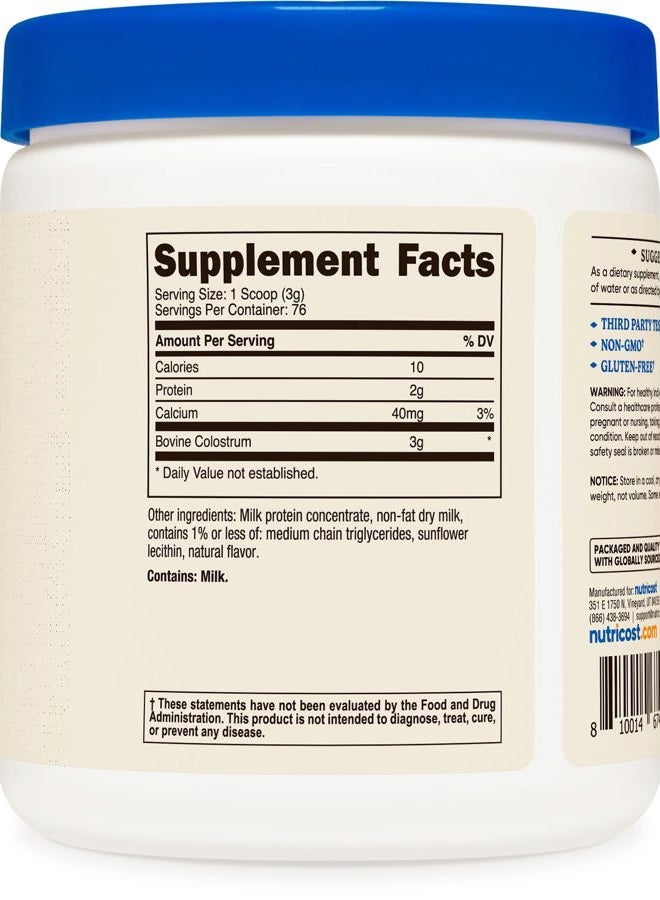 Nutricost مسحوق الكولاستروم 8 أونصات، لاكتوفيرين و 30% على الأقل من الأجسام المضادة (IgG)، من كولاستروم البقر، 3 جرام لكل حصة، 76 حصة - Image 5