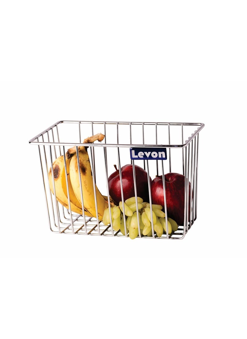 LEVON Levon Stainless Steel Handy Basket for Kitchen | Multipurpose Basket for Fruits & Vegetables - Size (150 X 250 X 155 mm)  - Image 1