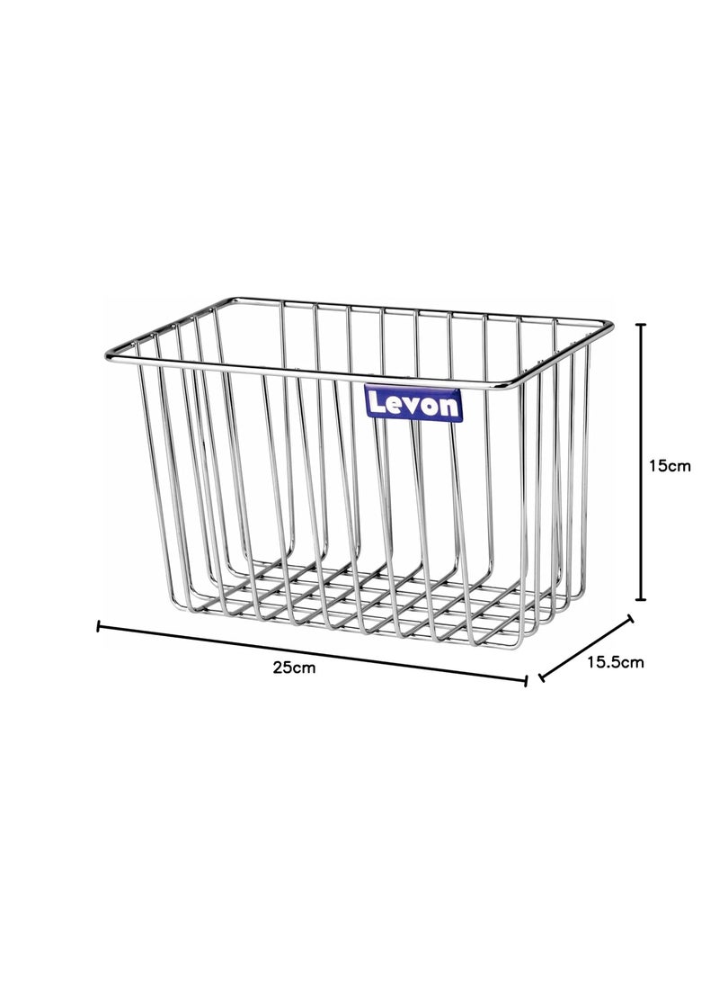 LEVON Levon Stainless Steel Handy Basket for Kitchen | Multipurpose Basket for Fruits & Vegetables - Size (150 X 250 X 155 mm)  - Image 3