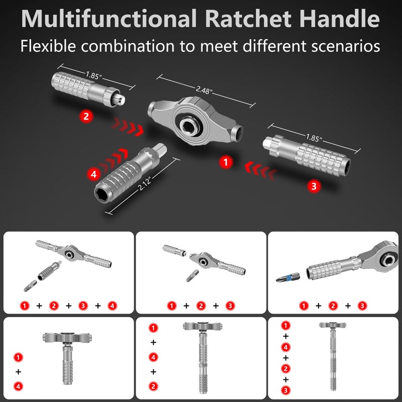 JENABOM 66 in 1 Magnetic Screwdriver Set, DIY Ratchet Screwdriver Set, Multi Bit Magnetic Drive Set with Detachable Ratchet Handle, Portable Compact Repair Tool Kit - Image 2
