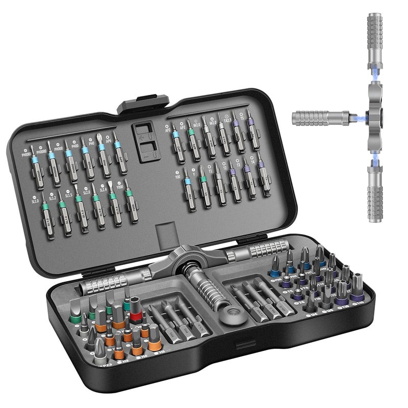 JENABOM 66 in 1 Magnetic Screwdriver Set, DIY Ratchet Screwdriver Set, Multi Bit Magnetic Drive Set with Detachable Ratchet Handle, Portable Compact Repair Tool Kit - Image 1