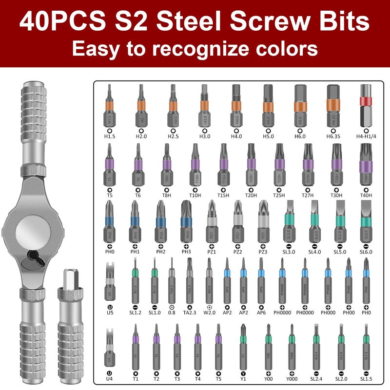 JENABOM 66 in 1 Magnetic Screwdriver Set, DIY Ratchet Screwdriver Set, Multi Bit Magnetic Drive Set with Detachable Ratchet Handle, Portable Compact Repair Tool Kit - Image 5