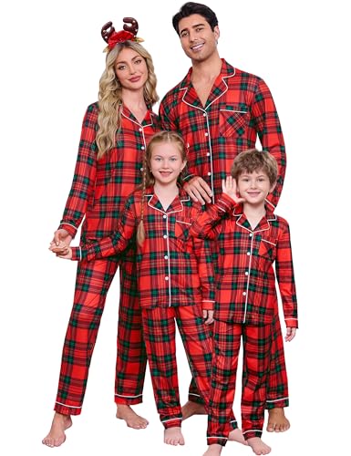 iClosam Christmas Family Matching Pajamas Soft Santa Print Long Sleeve Holiday PJs for Adults Cozy Winter Sleepwear Set - Image 1