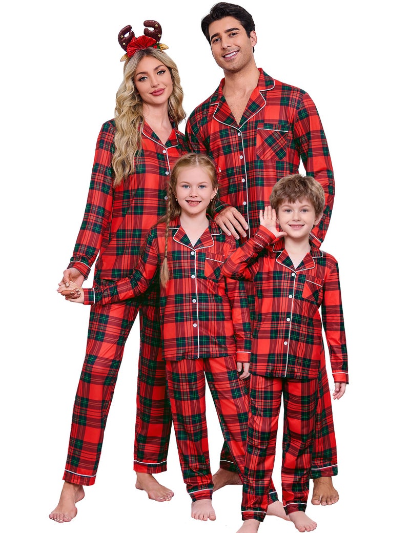iClosam Christmas Family Matching Pajamas Soft Santa Print Long Sleeve Holiday PJs for Adults Cozy Winter Sleepwear Set - Image 2