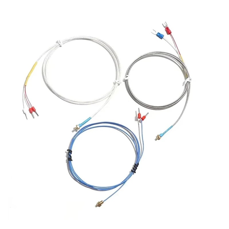 مسبار درجة حرارة ثرموكوبل M3 خيط مستشعر PT100 بكابل PTFE للطابعة ثلاثية الأبعاد أبيض 0.5 متر - Image 1