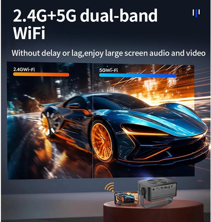 1080P WiFi Projector Portable Outdoor Movie Projector with Auto Keystone Correction 360 Rotating Lens for Home Theater Camping Gaming (US Plug) - Image 3