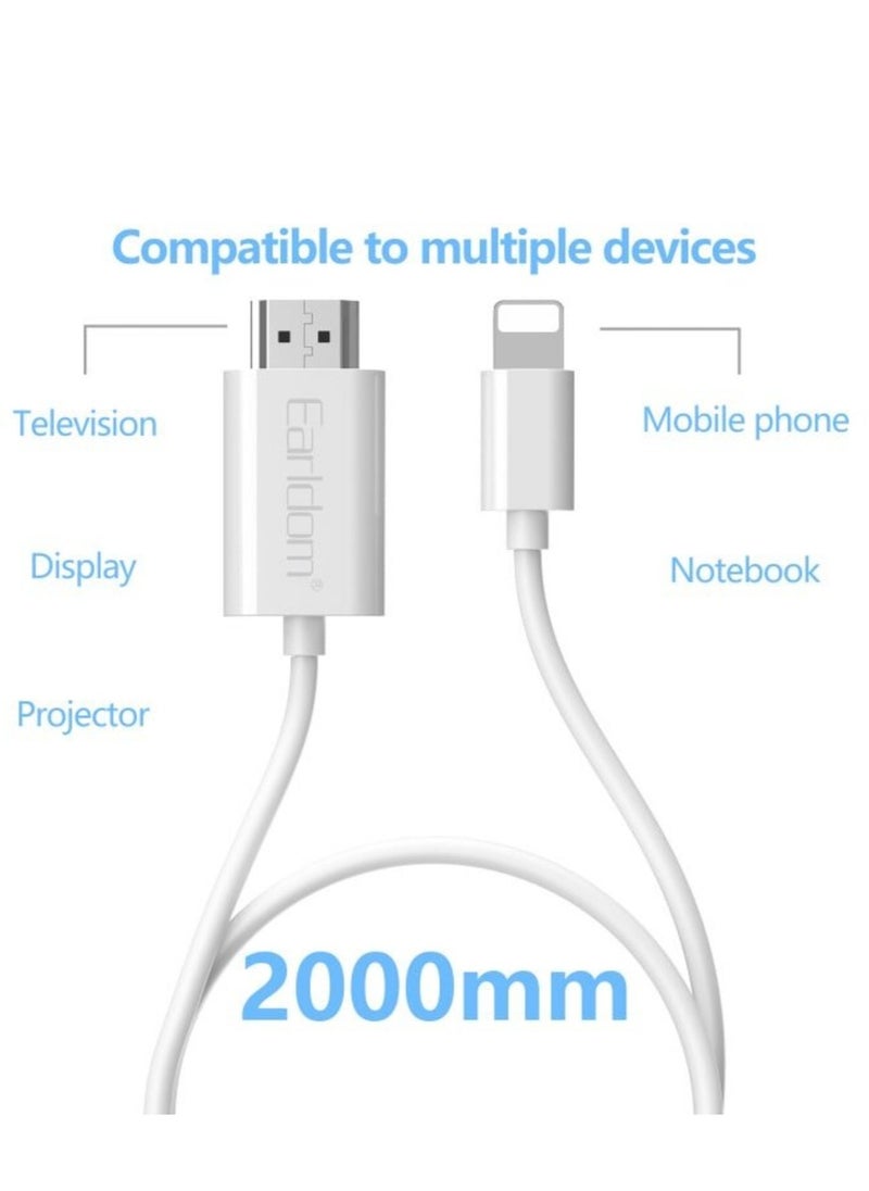 Generic - NEW ET-W33 HDMI to Lightning Adapter Cable, 2 Meters - High-Definition Streaming for iPhone u0026 iPad - Image 1