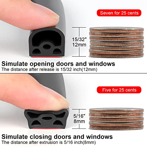 Benory [New Upgrade] 19.7Ft Silicone Door Weather Stripping Door Seal Strip for Doors & Windows, Multi-Layer Soundproof Chamber Design, Self-Adhesive, Seal Large Gaps, Easy to Cut & Install - Image 4