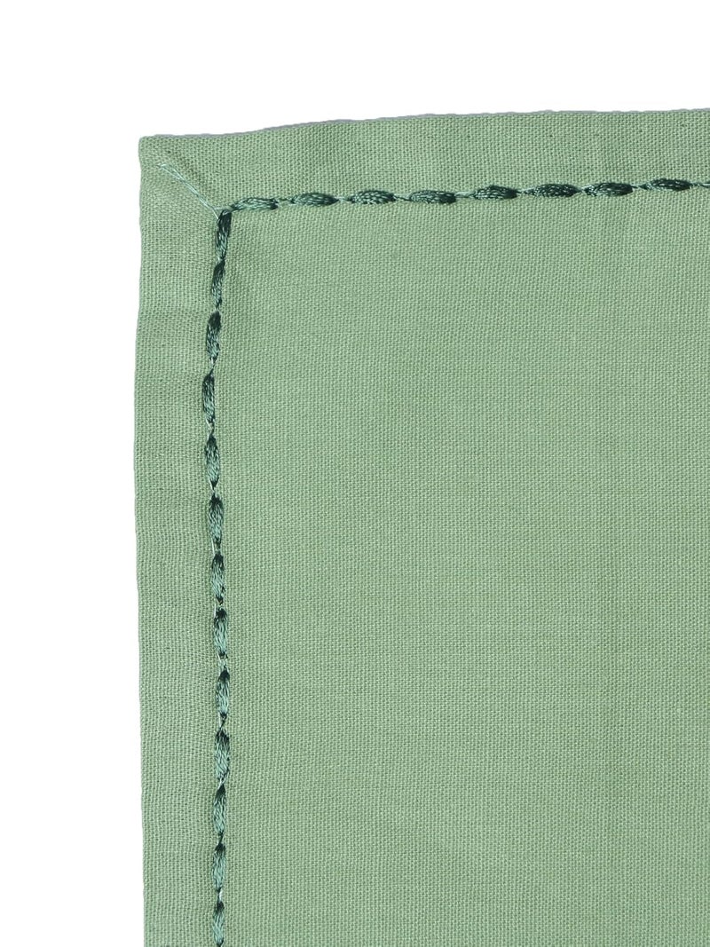 Zeba World Dinner Table Napkins 100% Cotton Set of 6 pcs | Embroidered Chawal Taka | Washable and Reusable Napkins for Dinner Table - Olive Green - 16x16 inches (40x40cms) (Pack of 6) - Image 4