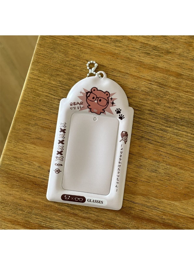 NIBEMINENT 1 - Piece Bear Rabbit DogKpop Photo Card Holder Pendant Key Chain ID Badge Holder ID Card Holder Photo Card Protector for School ID Office ID Access Card for Women Girls - Image 1