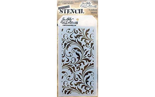 Stampers Anonymous THS-032 Tim Holtz Layered Flourish Stencil, 4.125 x 8.5 , White - Image 3