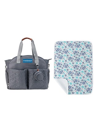 Combo Pack Of 2 Diaper Portable Bag With Reusable Changing Mat Printed Flower - Blue - pzsku/ZEC184F044A718718ED33Z/45/_/1718445408/ce713933-c33d-4a06-9785-6b723d46cf97