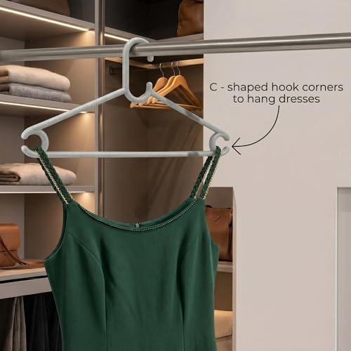 Mahaware Polypropylene Cloth Hanger Pack of 12 - Heavy Duty Plastic Hangers for Wardrobe, Anti-Slip Space Saving Clothes Hanger for Home & Closet, Durable Slim Design (Mint, Granite, White) - Image 5