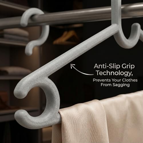 Mahaware Polypropylene Cloth Hanger Pack of 12 - Heavy Duty Plastic Hangers for Wardrobe, Anti-Slip Space Saving Clothes Hanger for Home & Closet, Durable Slim Design (Mint, Granite, White) - Image 3