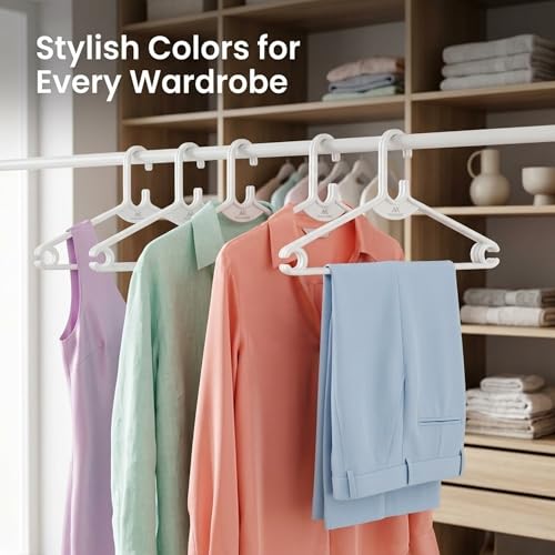 Mahaware Polypropylene Cloth Hanger Pack of 12 - Heavy Duty Plastic Hangers for Wardrobe, Anti-Slip Space Saving Clothes Hanger for Home & Closet, Durable Slim Design (Mint, Granite, White) - Image 2