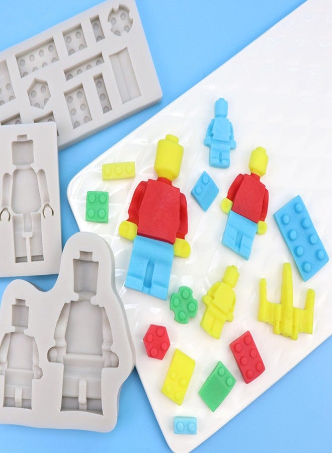 Yedadone 3 Pieces Building Bricks Robots Silicone Molds Building Block Chocolate Silicone Mold for Ice Chocolate Candy Cake Making - Image 5