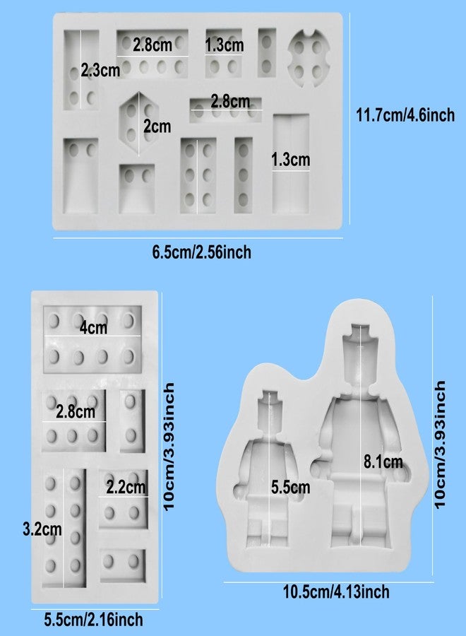 Yedadone 3 Pieces Building Bricks Robots Silicone Molds Building Block Chocolate Silicone Mold for Ice Chocolate Candy Cake Making - Image 3