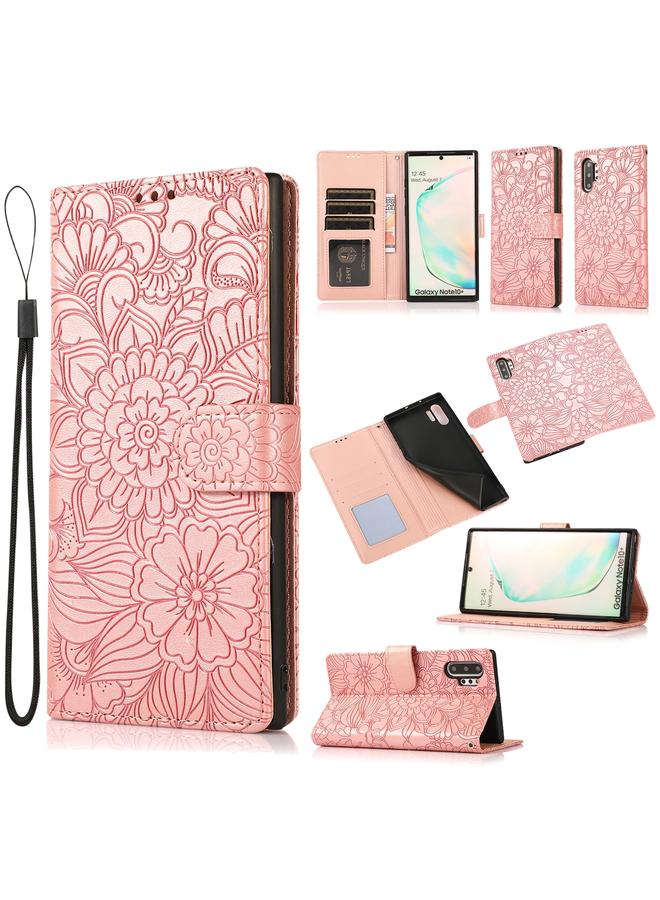 S-TOP Case For Samsung Galaxy Note10+ Skin Feel Embossed Sunflower Horizontal Flip Leather Case with Holder & Card Slots & Wallet & Lanyard - Image 1