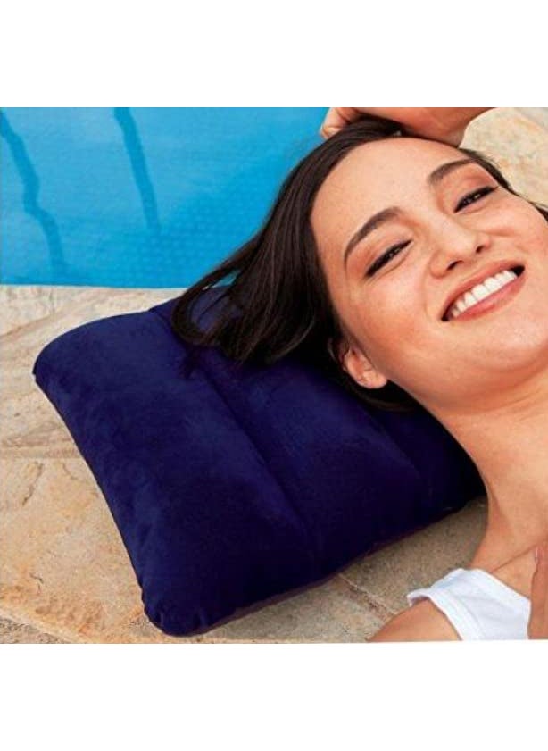 Mystte Mystte Velvet Soft Comfortable Air Inflatable Pillow Travel Pillow for Family Tour Neck Pillow Portable Pack of 2  - Image 2
