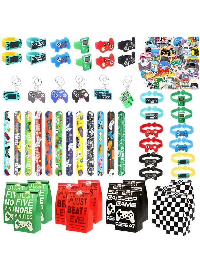 أديلي حزمة من 110 حقائب حفلات ألعاب الفيديو-حقائب حفلات أعياد ميلاد الأطفال مع ملصقات خربش ، حقيبة سكر كرتونية ، سوار سيليكون ، دفتر صغير وحلقة رئيسية ، حشوات حقيبة حفلات للأطفال