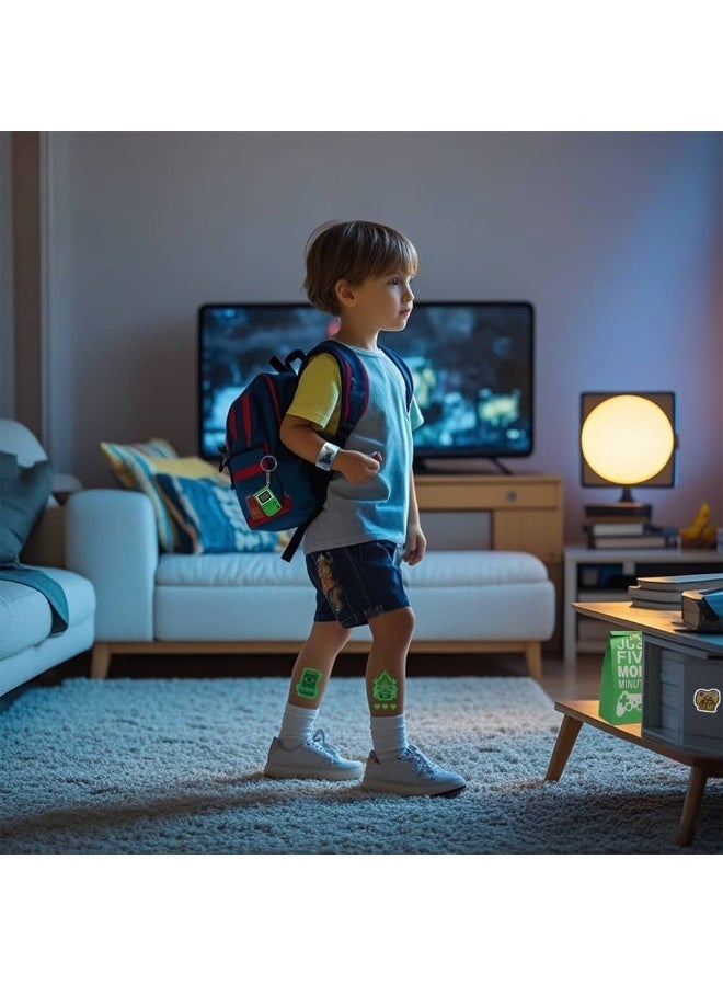 أديلي 110 قطعة هدايا حفلات أعياد ميلاد بتصميم ألعاب الفيديو لـ 12 ضيفاً، أكياس حفلات مع ملصقات، أساور سيليكون، دفتر صغير وميدالية مفاتيح - Image 5