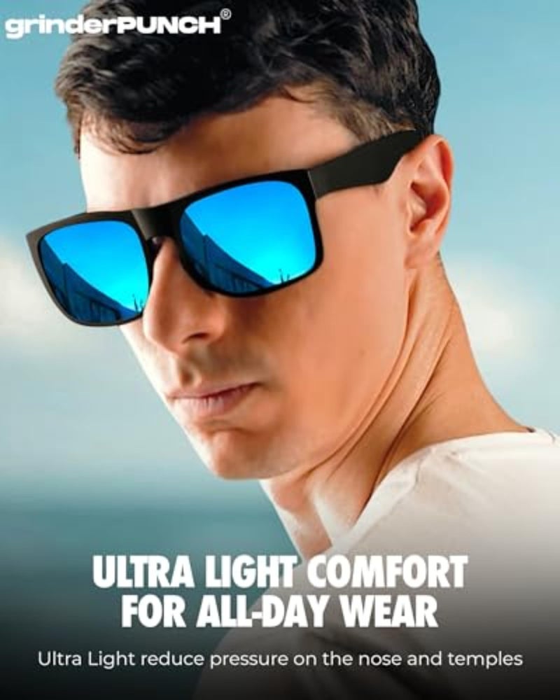 Grinderpunch Xl Polarized Men'S Oversized Sunglasses  Big Heads Wide Face Large Head Fit Sunglasses Sports Driving Fishing Extra Wide Blue Mirrored Lens - Image 5