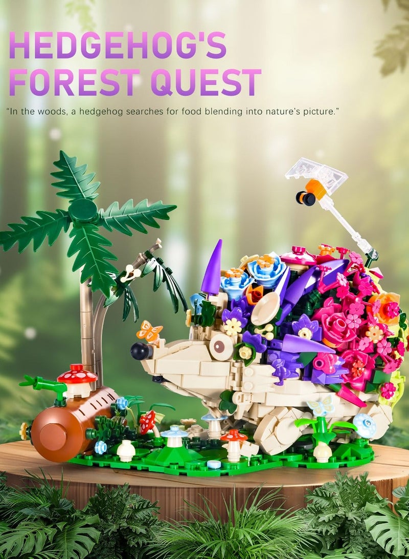Excefore Flowers Hedgehog Building Kits, Animal & Flowers Building Set for Adults, Includes Animals, Insects, Mushroom, Jungle Crossing, Ideal Gift for Nature Lovers and Kids 8+, Birthday (988 PCS)  - Image 4