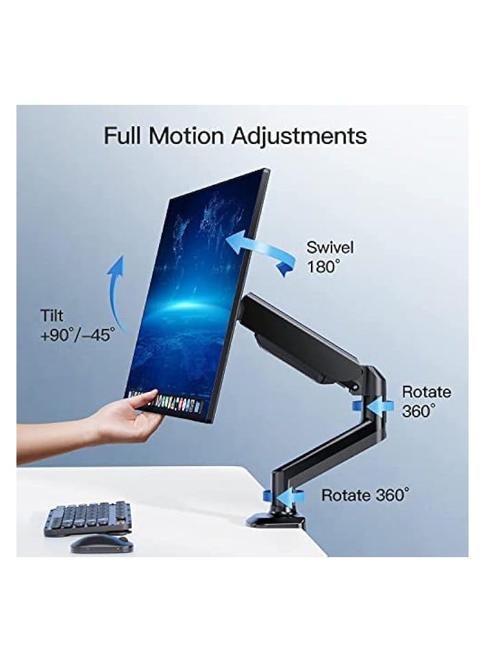 PROMASS Adjustable Articulating Gas Spring Monitor Arm With Clamp And Grommet Base For 13 to 27in LCD Monitors Upto 14.3lbs - Black - Image 4