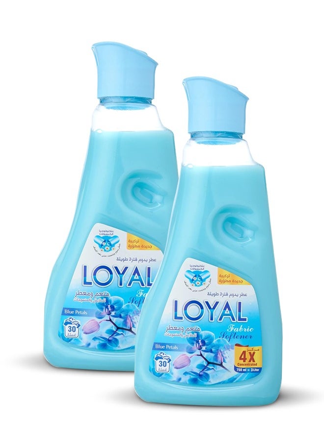 loyal Fabric Softener & Freshener Concentrated, Blue Petals, 30 Washes 2x750ml  - Image 1