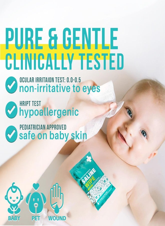 EVERLIT CARE Saline Wipes | 80 Pcs Sterile Wet Towelettes Formulated for Sensitive Skin | Nose, Piercing Aftercare, Baby & Kids | No-sting Alcohol-Free Wipes with Aloe Vera | 6" x 8" Extra Large Sheet - Image 5