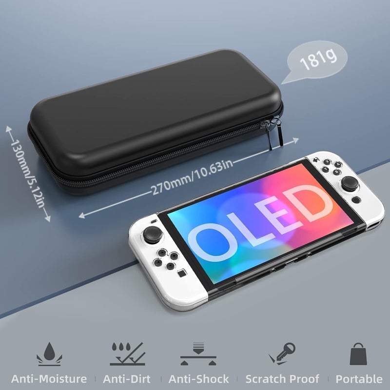 HEYSTOP Case for Nintendo Switch OLED Model, Protection for Switch OLED Switch Case OLED Kit Accessories Cover for Nintendo Switch OLED with Tempered Glass Screen and Thumb Covers Grips - Image 2