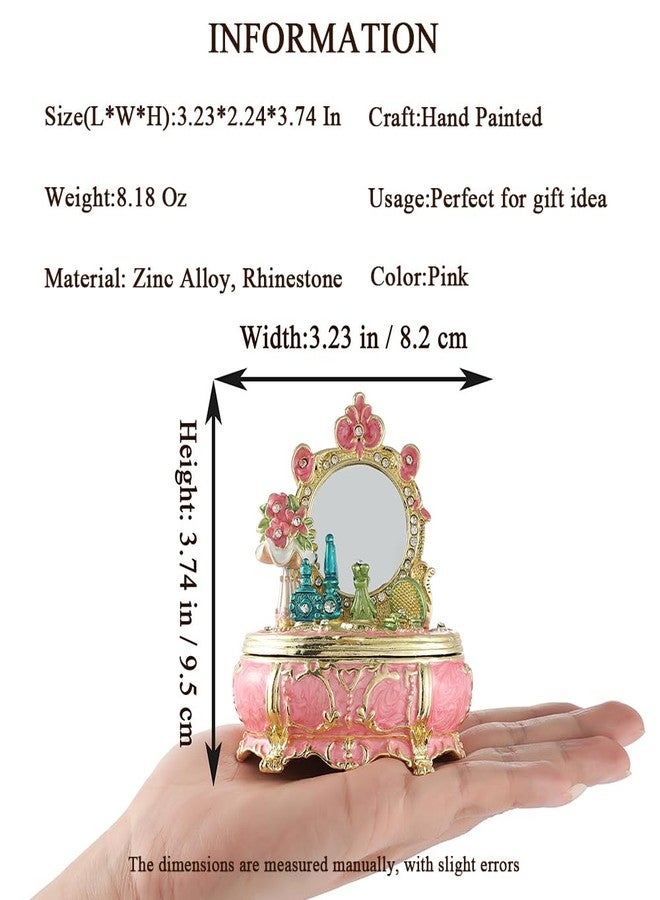 QIFU Elegant Pink Dressing Table Style Enamel Jewelry Trinket Box, Unique Gift for Family - Image 3