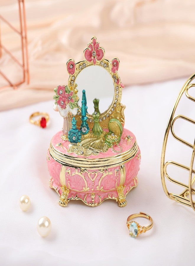 QIFU Elegant Pink Dressing Table Style Enamel Jewelry Trinket Box, Unique Gift for Family - Image 2