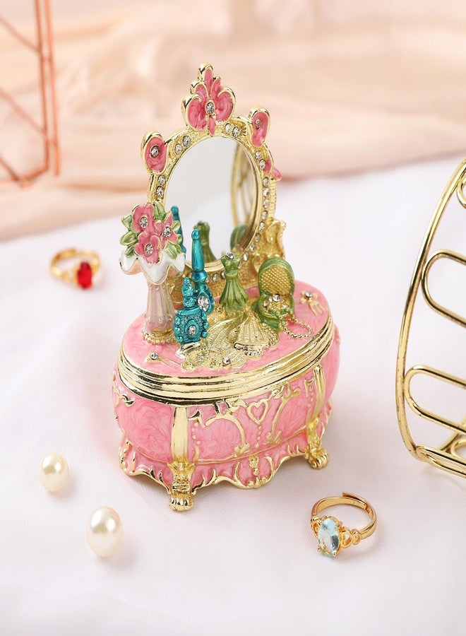 QIFU Elegant Pink Dressing Table Style Enamel Jewelry Trinket Box, Unique Gift for Family - Image 4