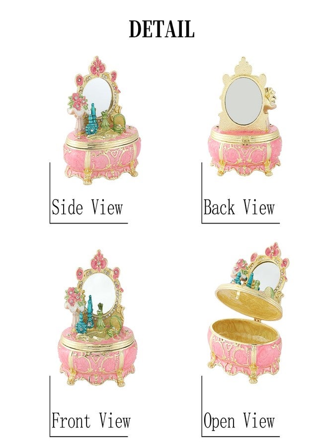 QIFU Elegant Pink Dressing Table Style Enamel Jewelry Trinket Box, Unique Gift for Family - Image 5