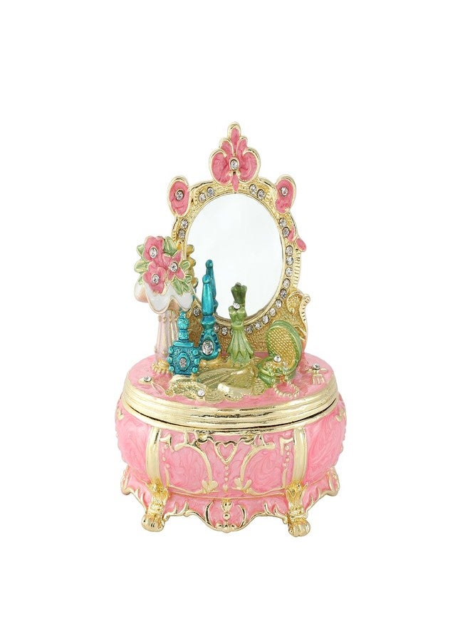 QIFU Elegant Pink Dressing Table Style Enamel Jewelry Trinket Box, Unique Gift for Family - Image 1