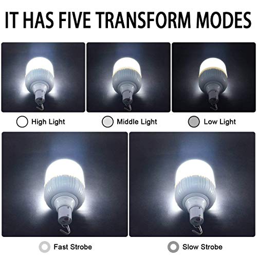 LETOUR Camping Lantern LETOUR Dimmable 8800mAh LED Light Bulb 5 Lighting Modes Rechargeable Hanging Tent Light 5000 Lumen Portable Emergency Lantern Power Failure Emergency Survival Kits Snowstorm - Image 3