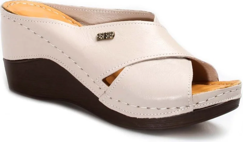 Fast Step Genuine Leather Women Wedge Heel Slippers 972ZA1003