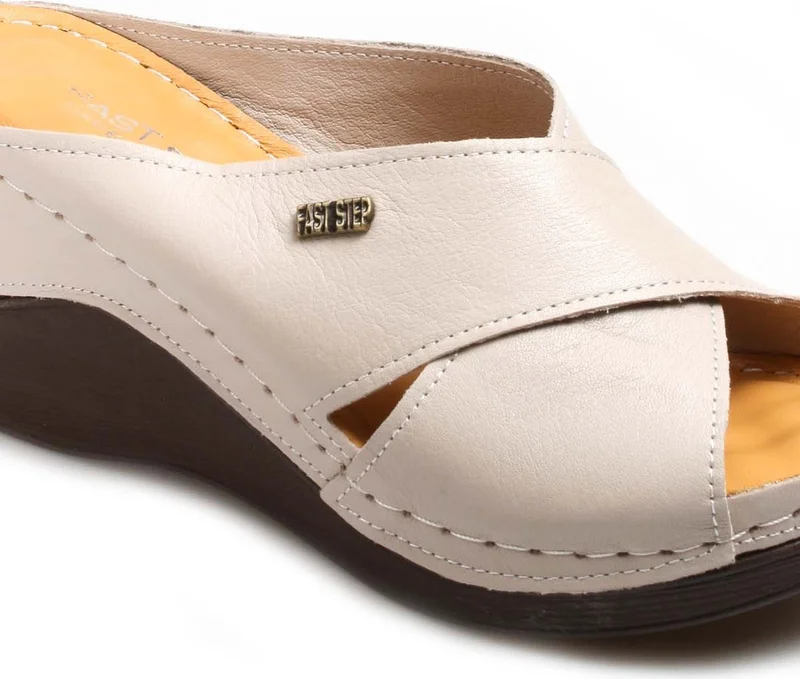 Fast Step Genuine Leather Women Wedge Heel Slippers 972ZA1003