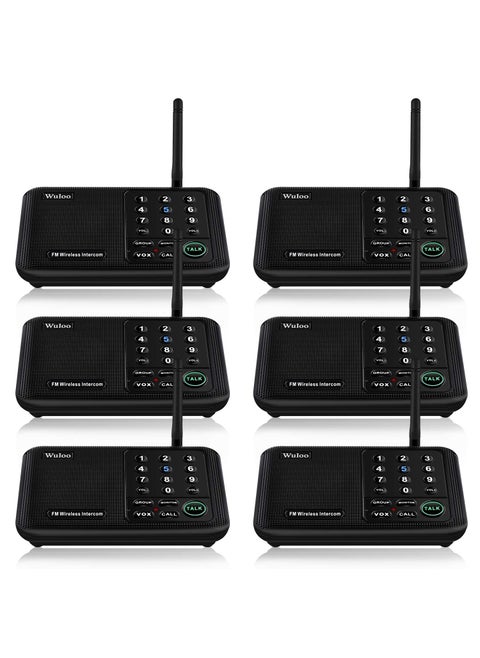 Wuloo Intercoms Wireless for Home 5280 Feet Range 10 Channel 3 Code, Wireless Intercom System for Home House Business Office, Room to Room Intercom, Home Communication System (6 Packs, Black)