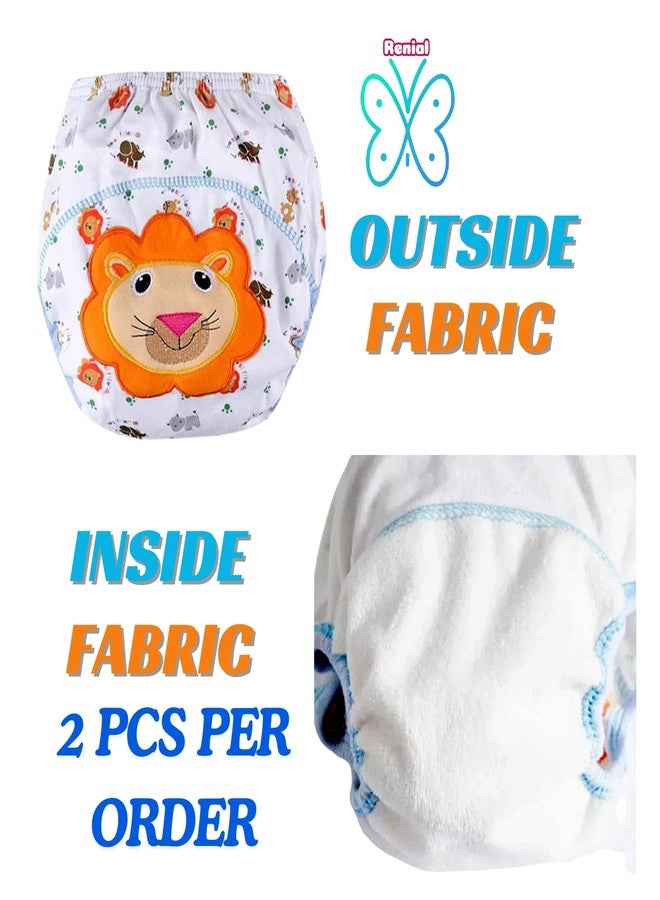 RENIAL Underpants for kids Soft Cotton Diper For Baby Kids | Comfortable Kids Undergarments | Reusable Baby Toddler Underpants with Lining | Breathable Cotton Underpants for Kids | Underpants [large Size Pack of 2] - Image 3