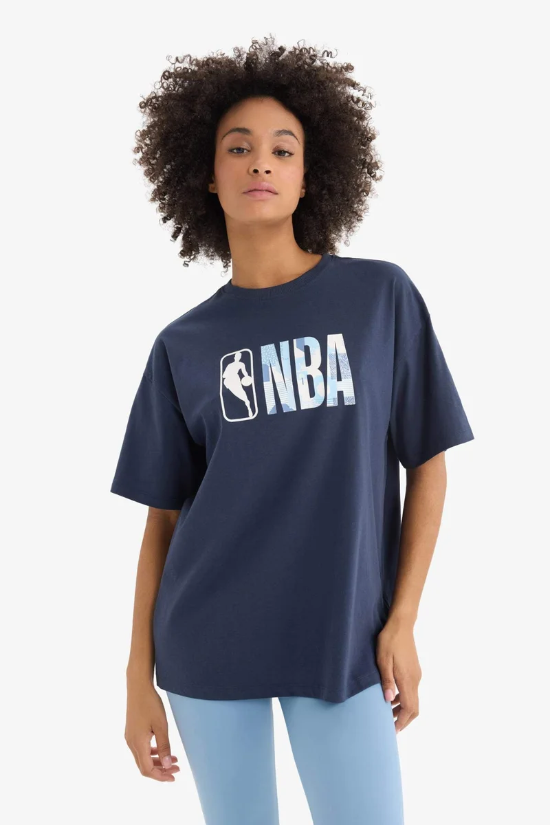 ديفاكتو DeFactoFit NBA Wordmark Oversize Fit Sports T-Shirt